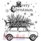 Deep Red Stamps Christmas Car Rubber Cling Stamp 3 x 3.2 inches